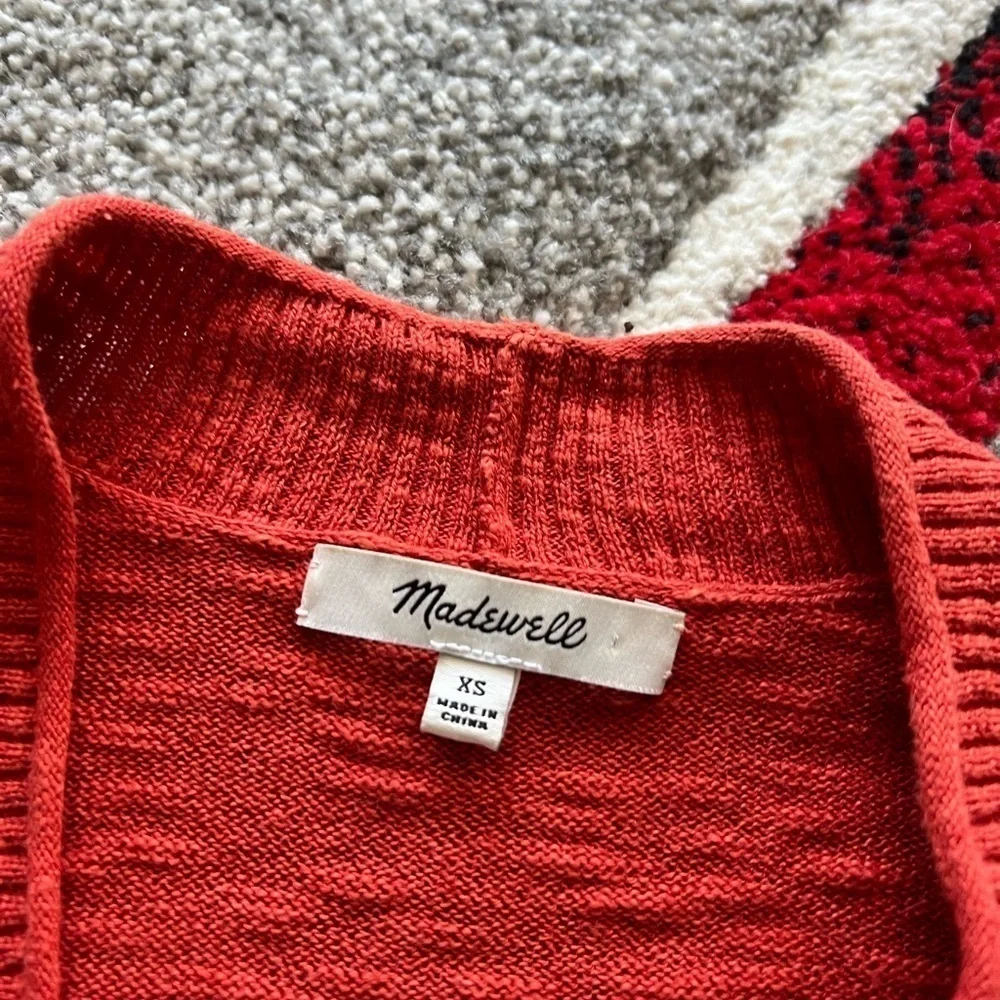 Madewell Bradley Orange Open Front Cardigan - Picture 3 of 5